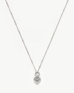 Mini Ridge Heart Charm Pendant Necklace