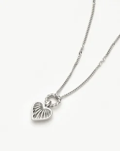 Mini Ridge Heart Charm Pendant Necklace