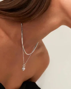 Mini Ridge Heart Charm Pendant Necklace