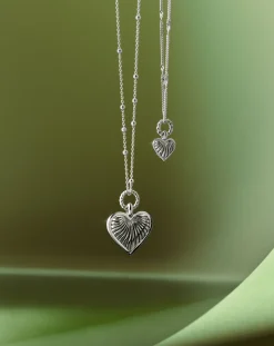Mini Ridge Heart Charm Pendant Necklace