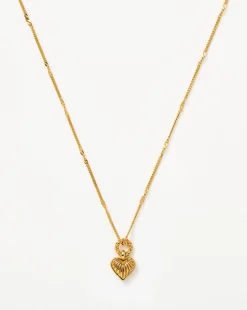Mini Ridge Heart Charm Pendant Necklace