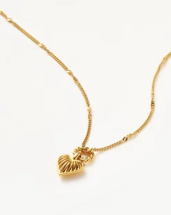 Mini Ridge Heart Charm Pendant Necklace