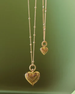 Mini Ridge Heart Charm Pendant Necklace