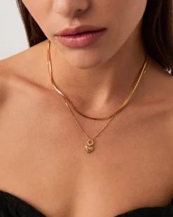 Mini Ridge Heart Charm Pendant Necklace