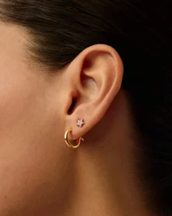 Mini Solar Studded Hoop Earrings