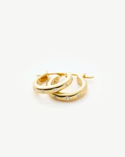 Mini Solar Studded Hoop Earrings