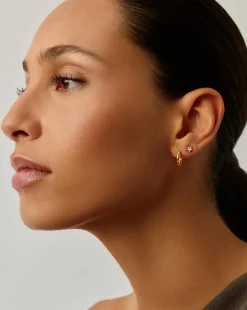Mini Solar Studded Hoop Earrings