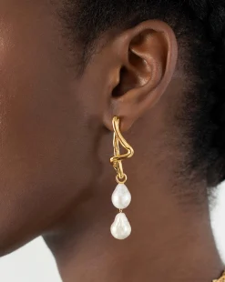 Molten Baroque Pearl Mismatch Drop Earrings