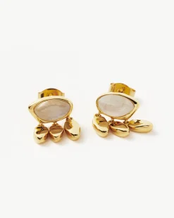 Molten Gemstone Charm Stud Earrings