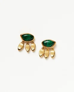Molten Gemstone Charm Stud Earrings