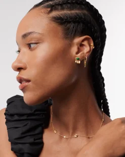 Molten Gemstone Charm Stud Earrings