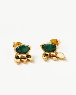Molten Gemstone Charm Stud Earrings