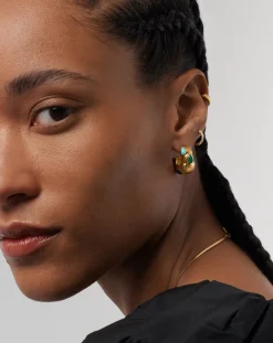 Molten Gemstone Chubby Small Hoop Earrings