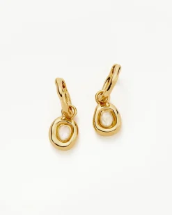 Molten Gemstone Doughnut Charm Mini Hoop Earrings
