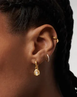 Molten Gemstone Doughnut Charm Mini Hoop Earrings