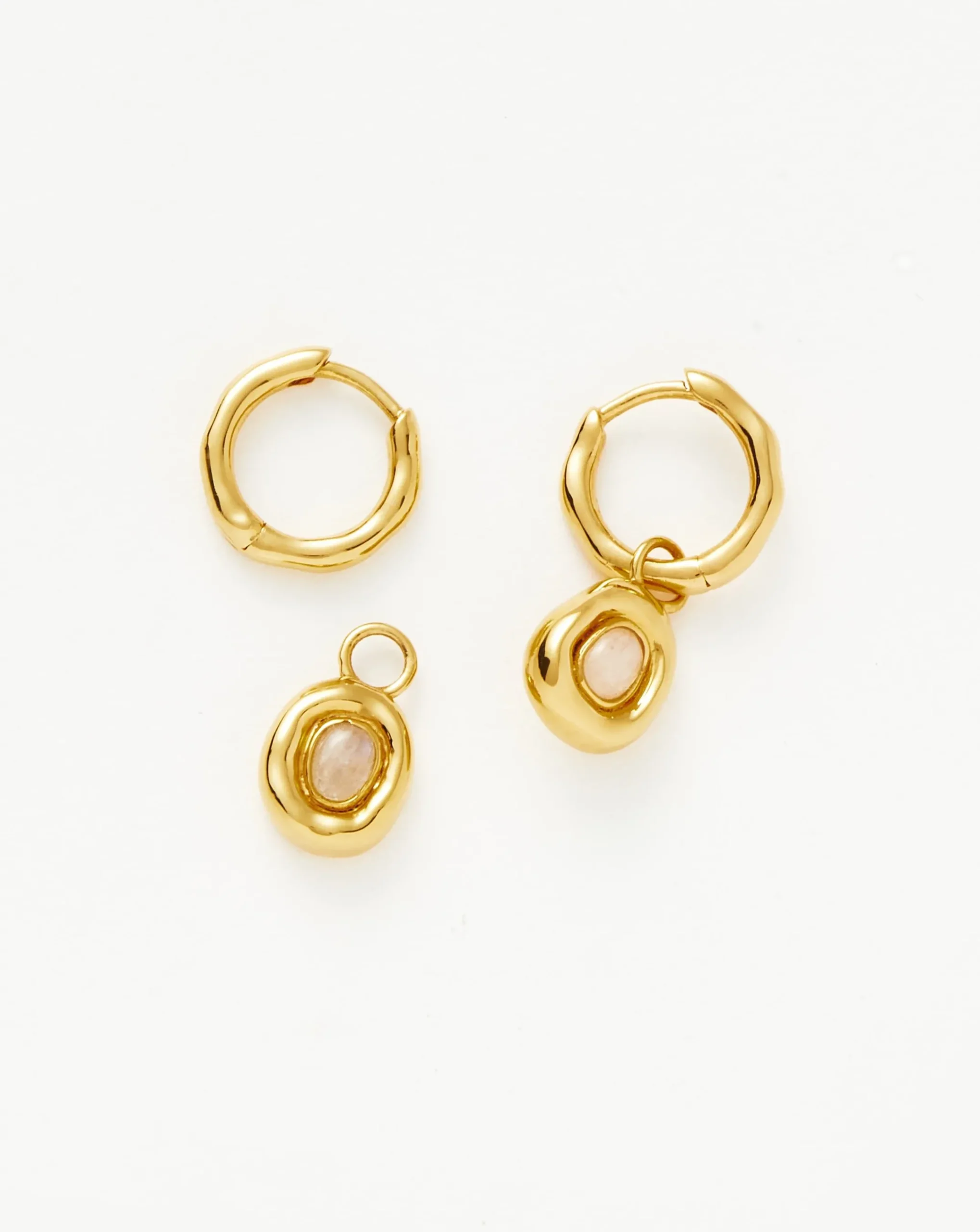 Molten Gemstone Doughnut Charm Mini Hoop Earrings