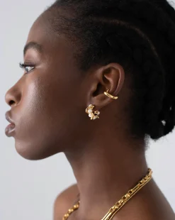 Molten Pearl Twisted Mini Double Hoop Earrings