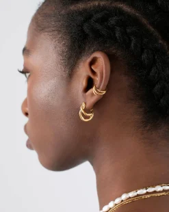 Molten Twisted Small Double Hoop Earrings