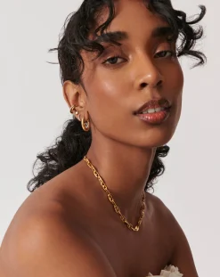 Oval Stone Small Hoop Earrings