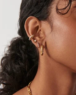 Oval Stone Small Hoop Earrings
