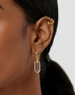 Ovate Double Link Hoop Earrings