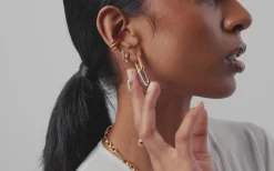 Ovate Double Link Hoop Earrings