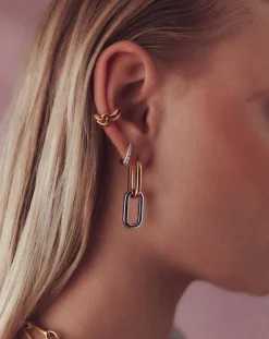 Ovate Double Link Hoop Earrings