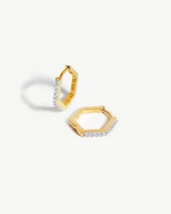 Pave Hex Huggies