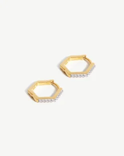 Pave Hex Huggies