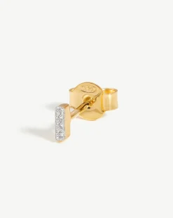 Pave Initial Single Stud Earring - Initial I