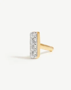 Pave Initial Single Stud Earring - Initial I