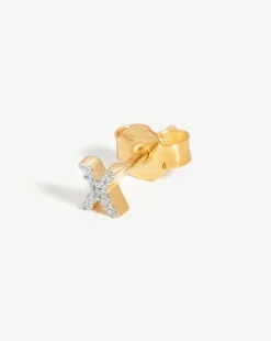 Pave Initial Single Stud Earring - Initial X