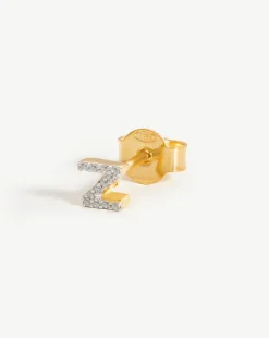 Pave Initial Single Stud Earring - Initial Z