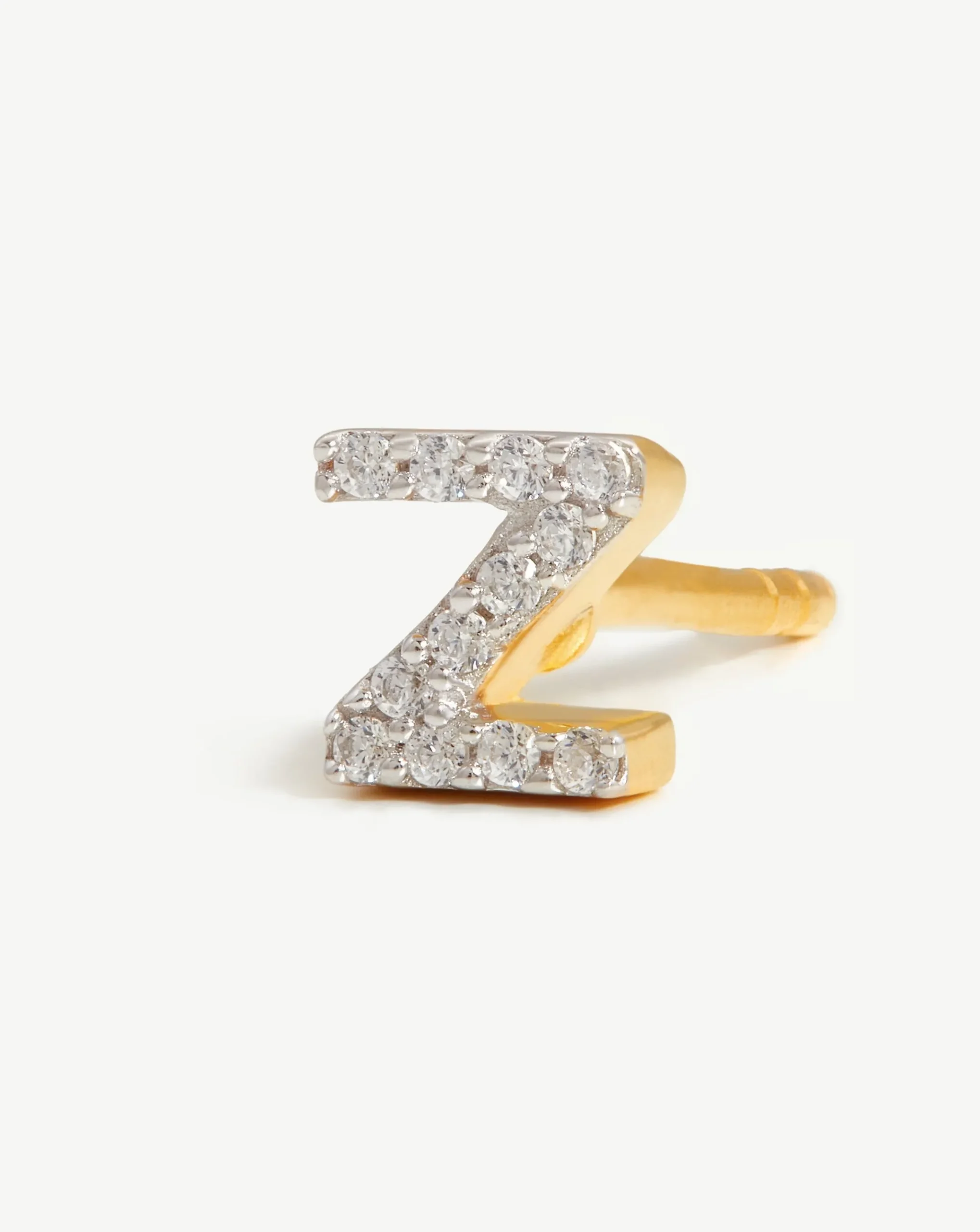 Pave Initial Single Stud Earring - Initial Z