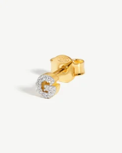 Pave Initial Single Stud Earring - Initial G