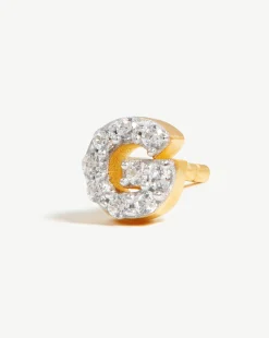 Pave Initial Single Stud Earring - Initial G