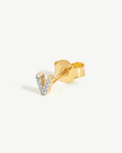 Pave Initial Single Stud Earring - Initial V