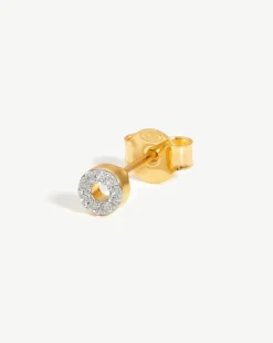 Pave Initial Single Stud Earring - Initial O