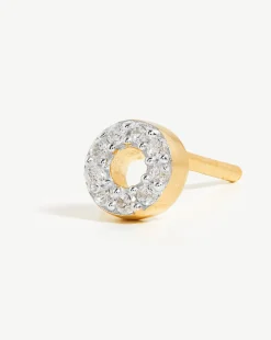 Pave Initial Single Stud Earring - Initial O
