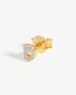Pave Initial Single Stud Earring - Initial D