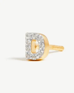 Pave Initial Single Stud Earring - Initial D