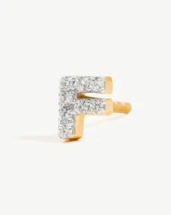 Pave Initial Single Stud Earring - Initial F