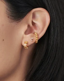 Pave Initial Single Stud Earring - Initial C