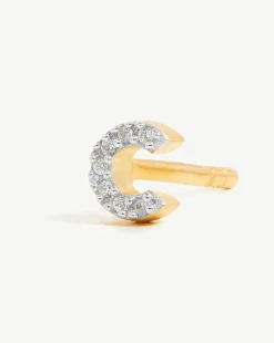 Pave Initial Single Stud Earring - Initial C