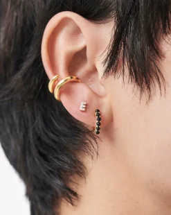 Pave Initial Single Stud Earring - Initial E