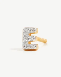Pave Initial Single Stud Earring - Initial E