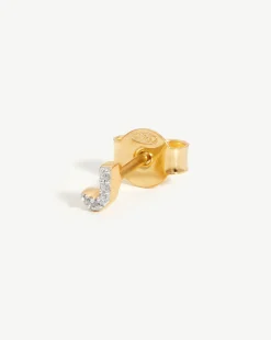 Pave Initial Single Stud Earring - Initial J