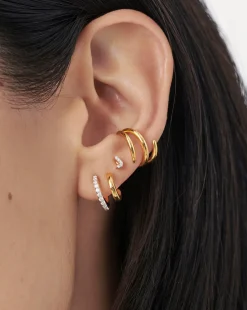 Pave Initial Single Stud Earring - Initial J