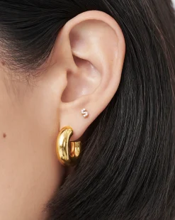 Pave Initial Single Stud Earring - Initial S