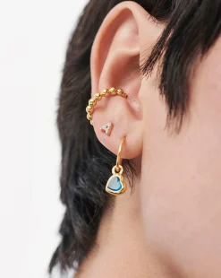 Pave Initial Single Stud Earring - Initial A